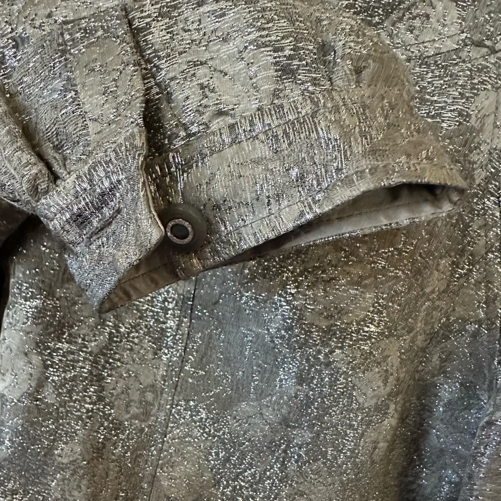 Tory Burch Silver Brocade Button-Front Jacket size 4